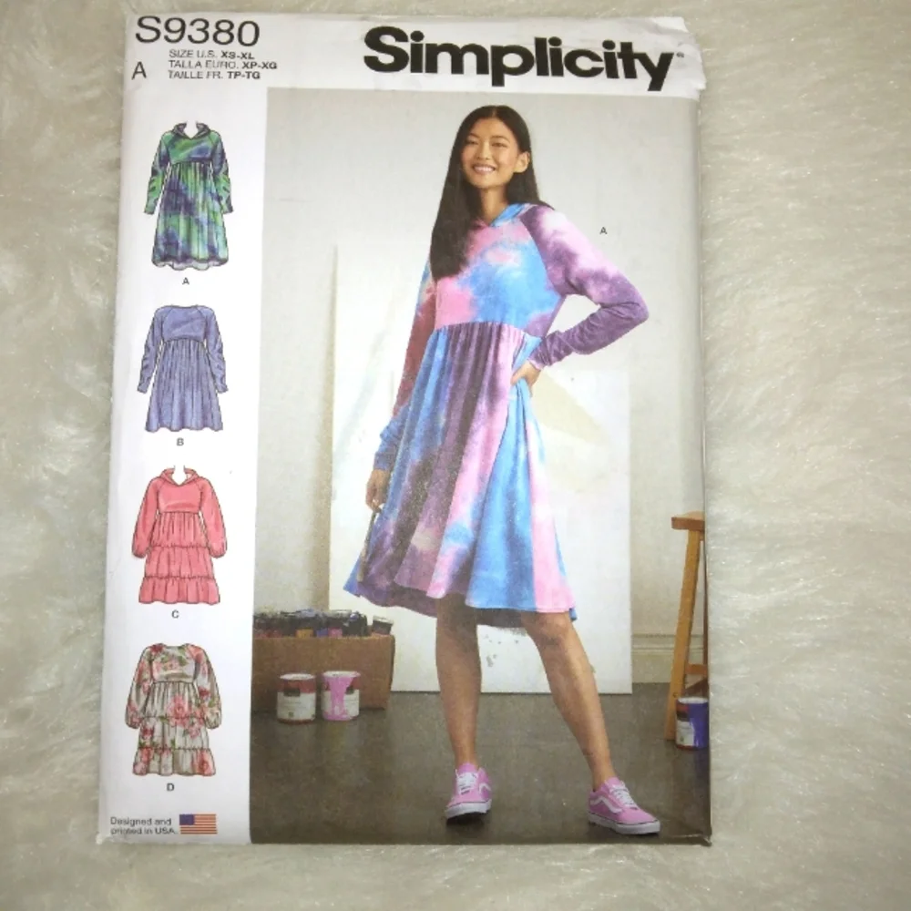 SIMPLICITY S9380 Sz XS-XL Misses' Sweatshirt Dresses In Variarions EASY